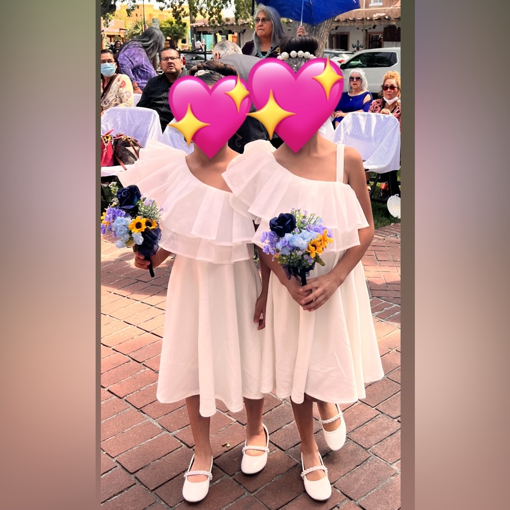 2 Off white, girls summer/spring dresses. Used as flower girl dresses.